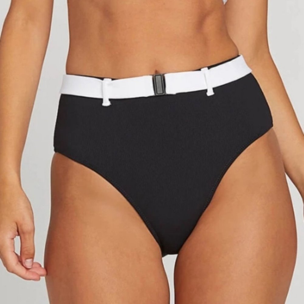 Volcom Simply Rib Ribbed Retro Belted Swim Bottoms